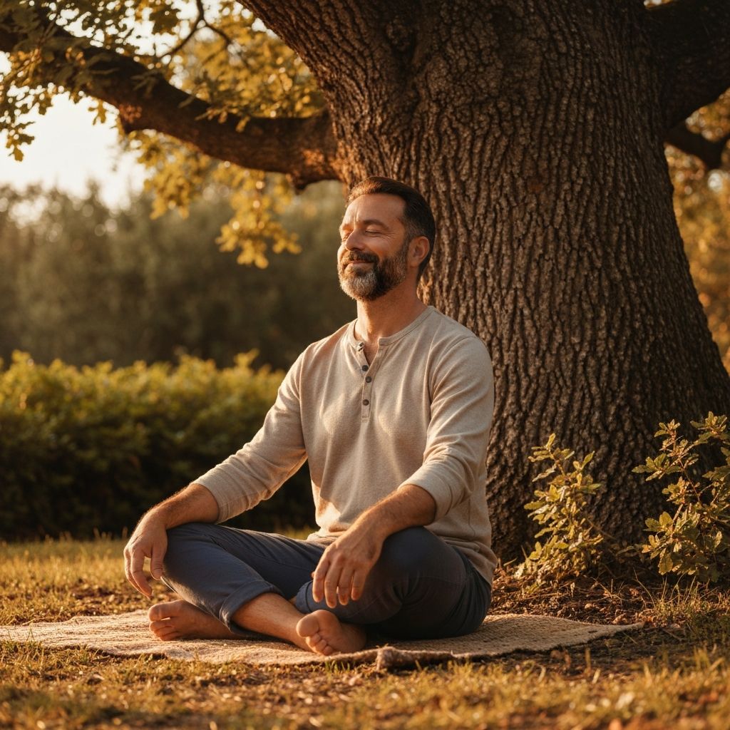 Man practicing mindfulness in nature